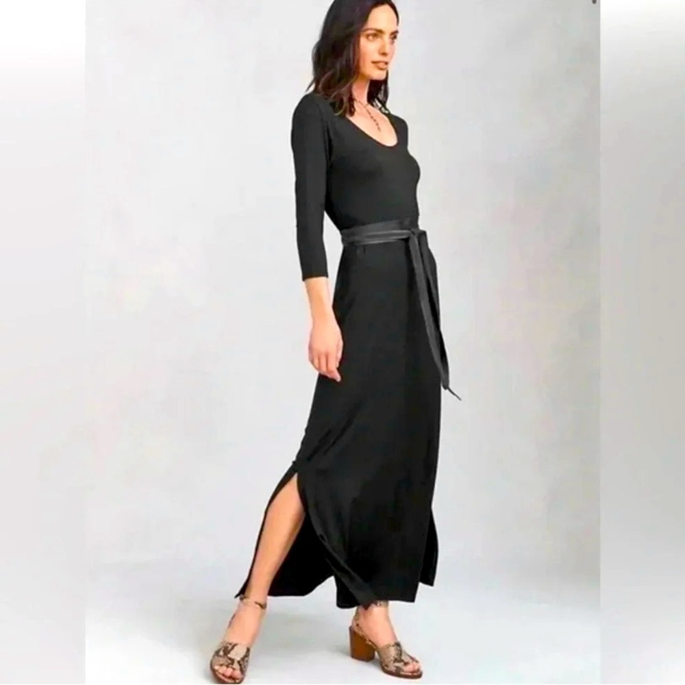 Garnet Hill Knit Jersey Midi Dress Side Slit Women’s Size M